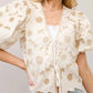 Blue B - METALLIC EMBROIDERED TIE FRONT SCALLOP HEM TOP