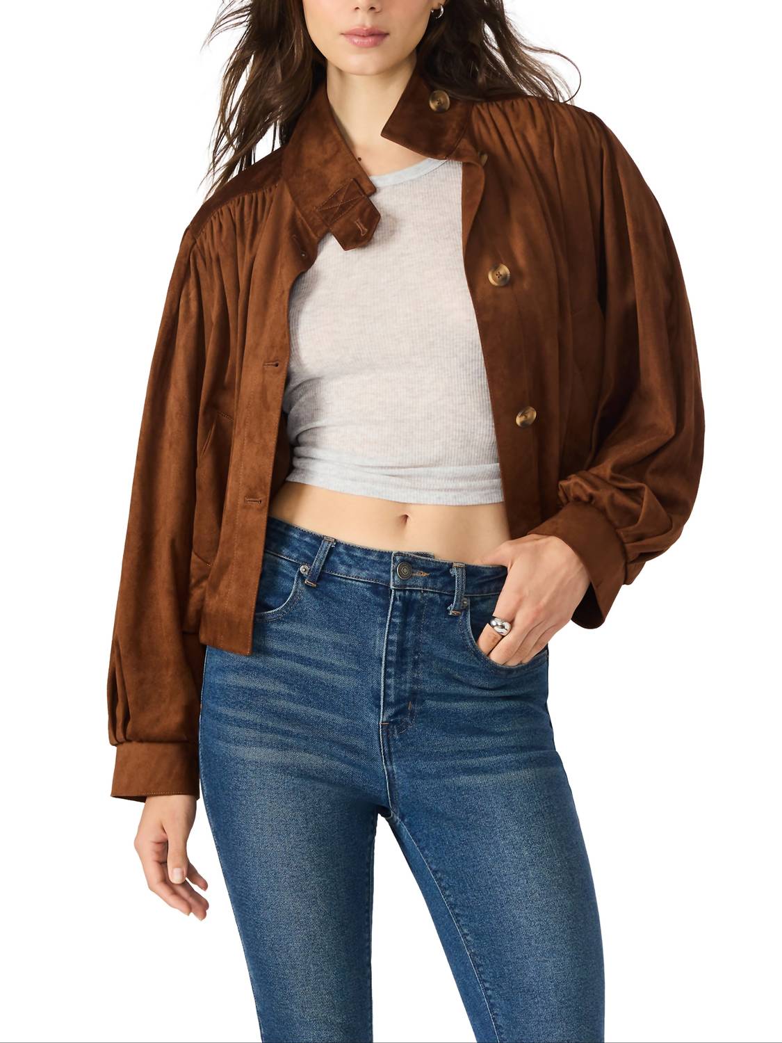 Steve Madden - Dierdra High-collar Faux-suede Jacket