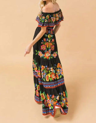 Vestido longo Flying Tomato - Midnight Garden