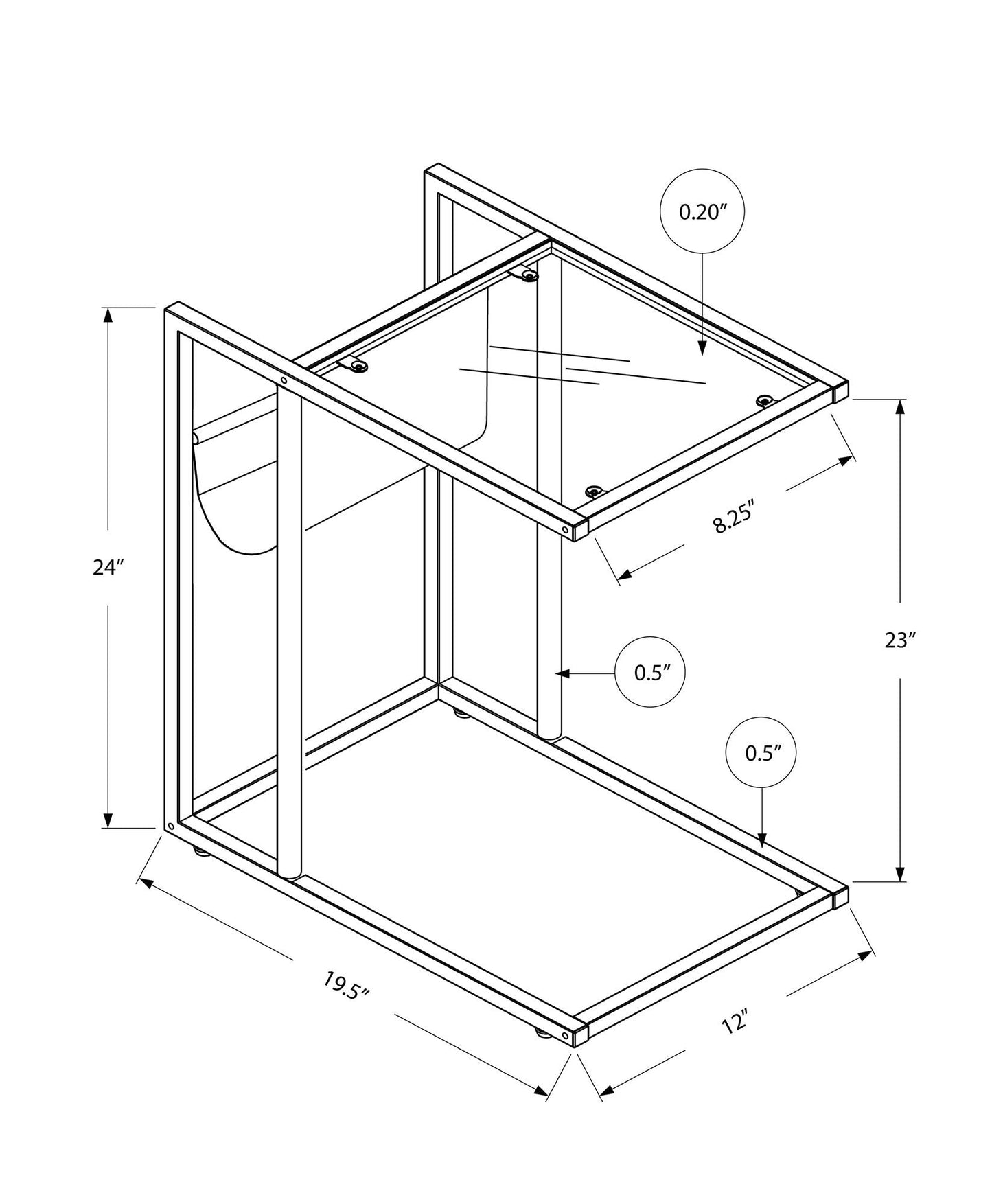 Accent Table, C-Shaped, Contemporary and Modern - White