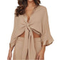Milio Milano - Three Quarter Sleeve Drapy Tie Top