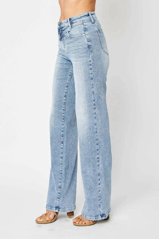 Judy Blue - High Waist Front Yoke Retro Wide Leg Jeans