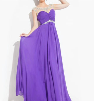 Rachel Allan - Beaded Sheer Neck Chiffon Prom Gown