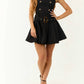 Baby Pink - Strapless Belted Full Pleated Mini Dress