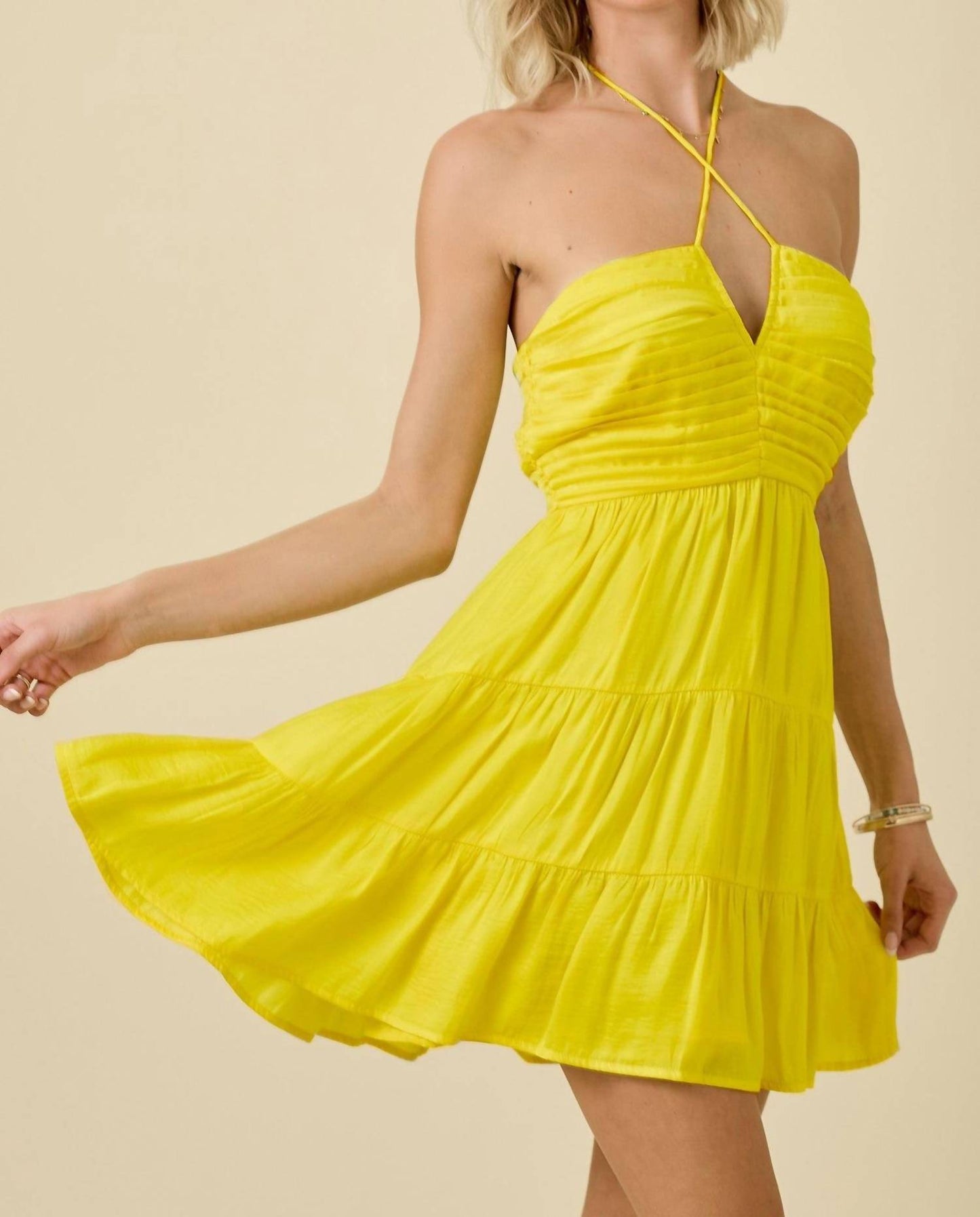 Day + Moon - Veronica Ruched Tiered Mini Dress