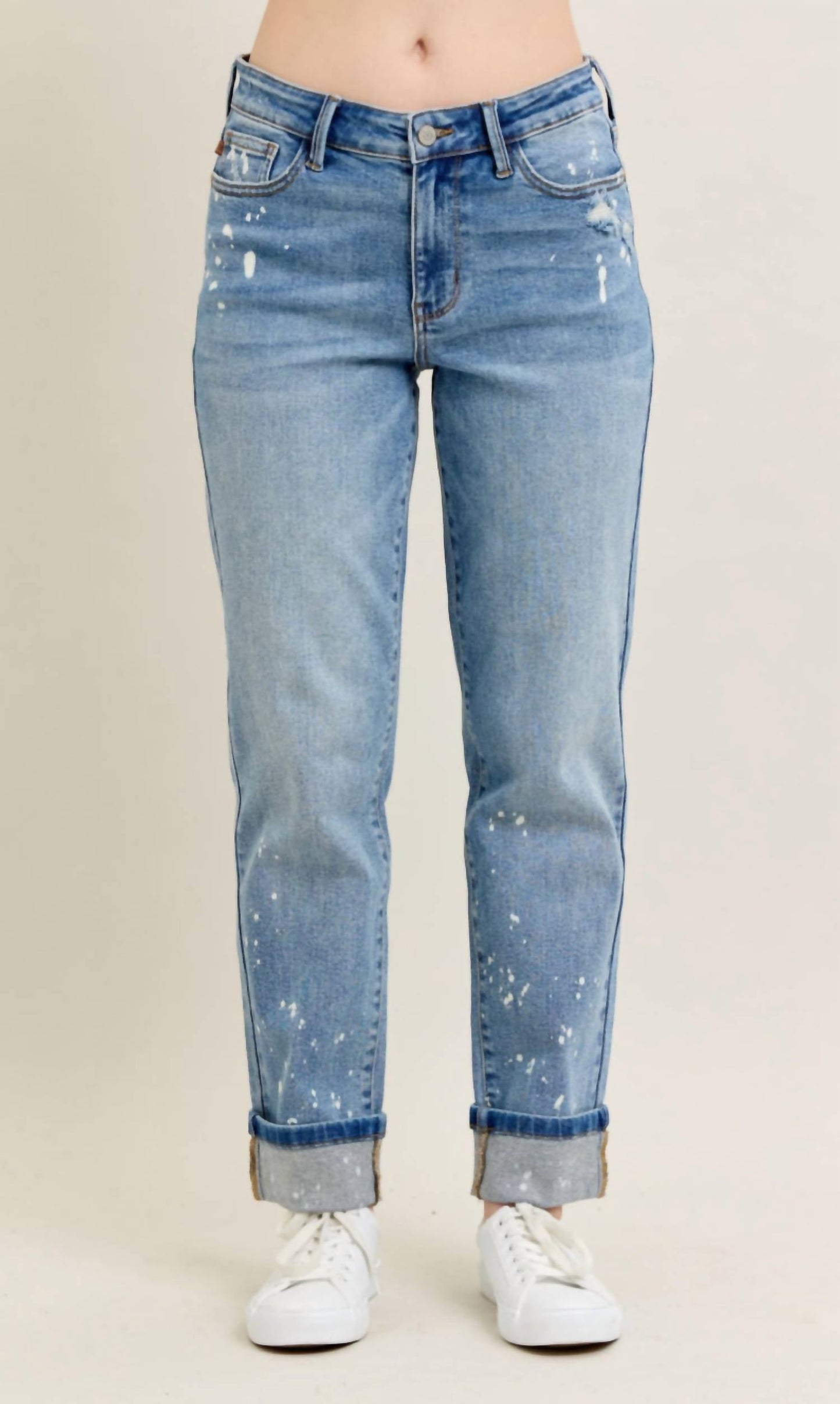 Judy Blue - Bleach Splatter Boyfriend Denim