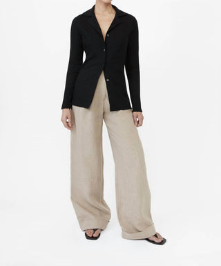 Dāl The Label - Cardigan de malha canelada com gola
