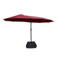 Double-Sided Outdoor Market Umbrella With Lights And Base