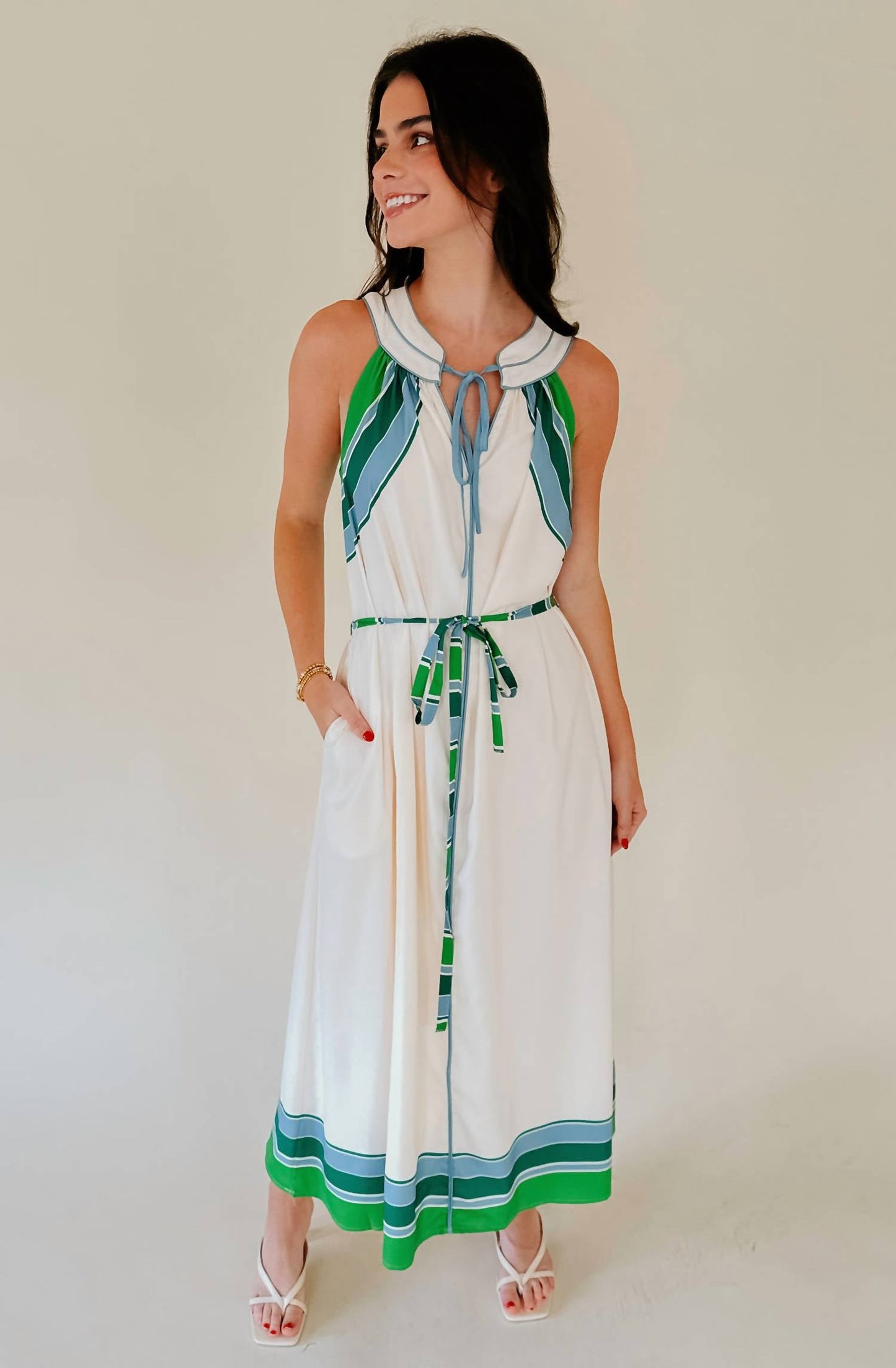 Ciebon - Striped Halter Midi Dress