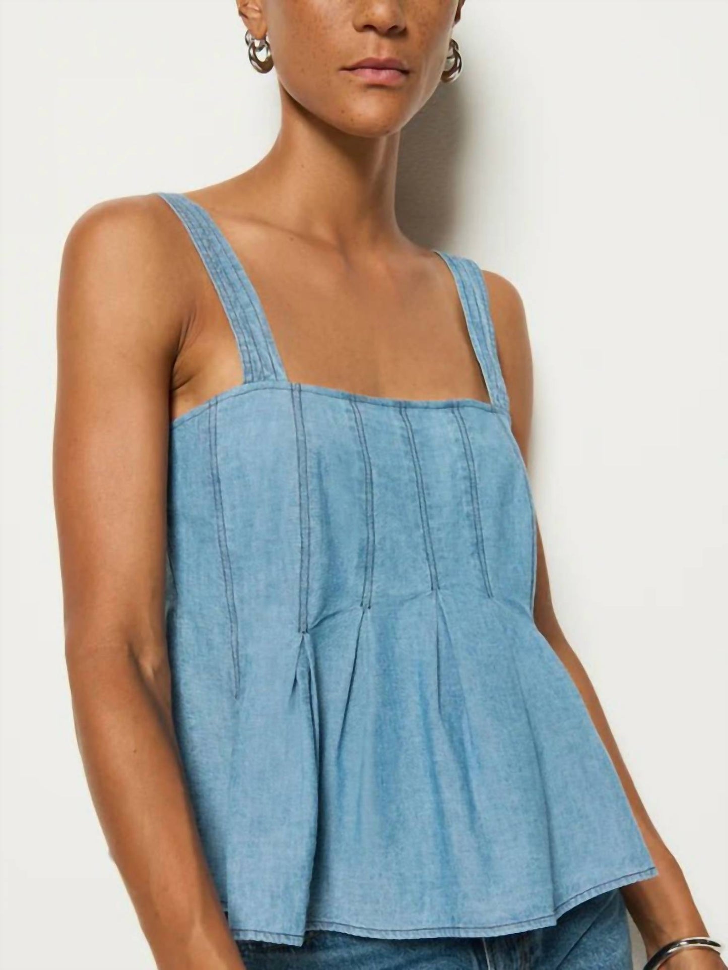 Nation Ltd - Dove Pleated Tank Top