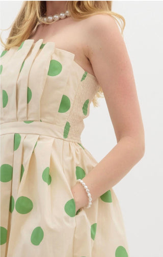 Entro - Polka Dot Strapless Midi Dress