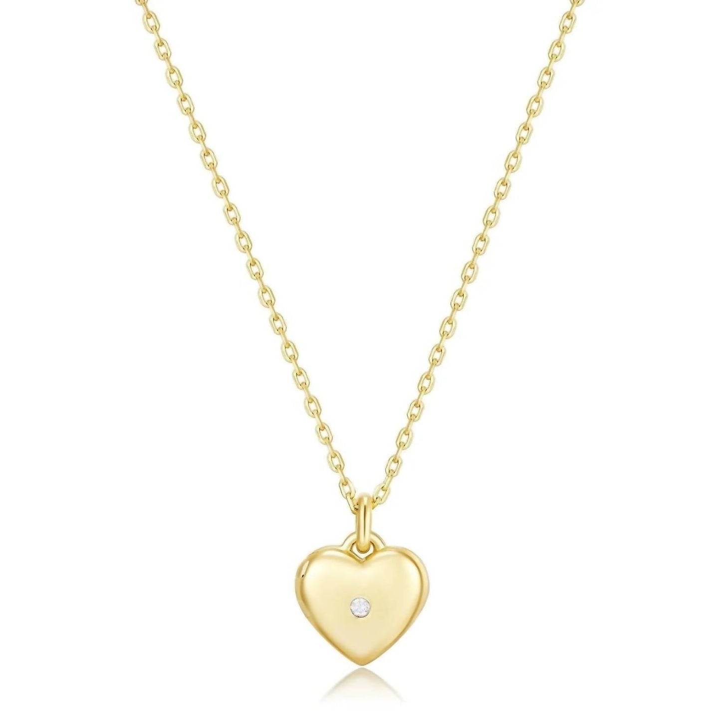 Eklexic - Women's Mini Heart Locket Necklace With Cubic Zirconia