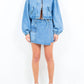 American Bazi - Cropped Denim Jacket With Drawstring Waist