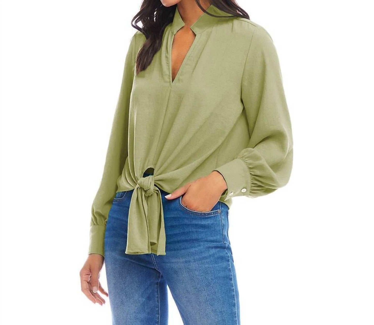Karen Kane - Long Sleeve Tie-Front Top