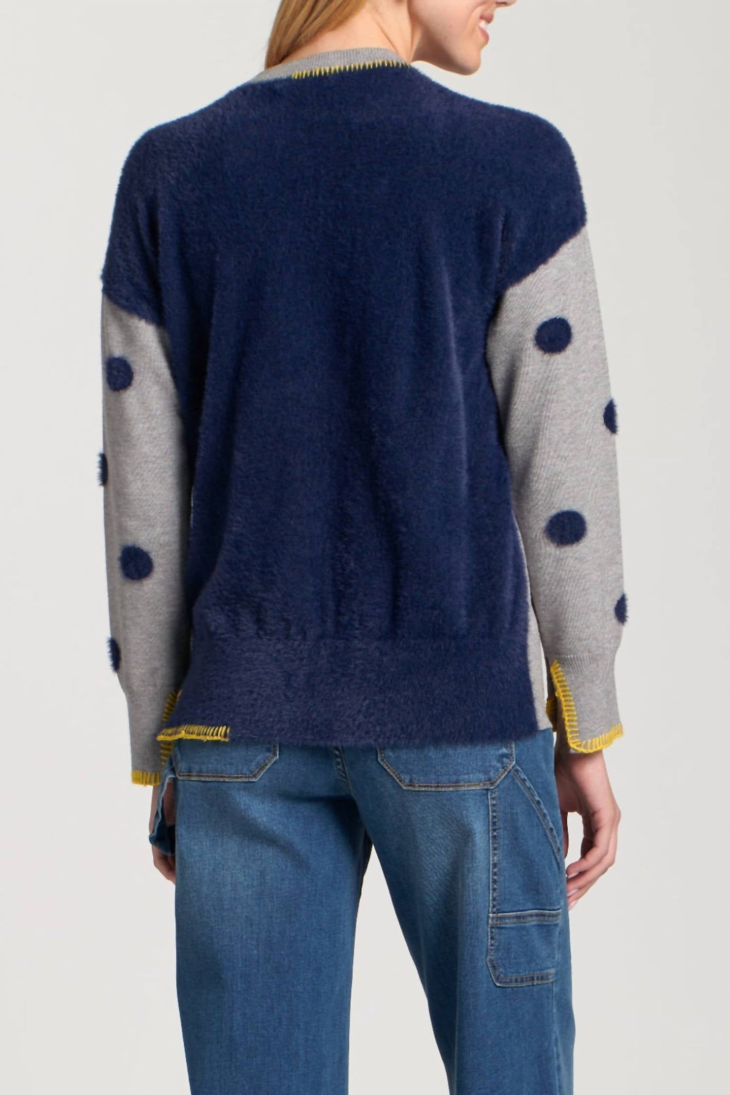 Apny - Long Sleeve Polka Dot Sweater