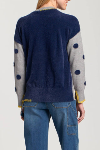 Apny - Long Sleeve Polka Dot Sweater