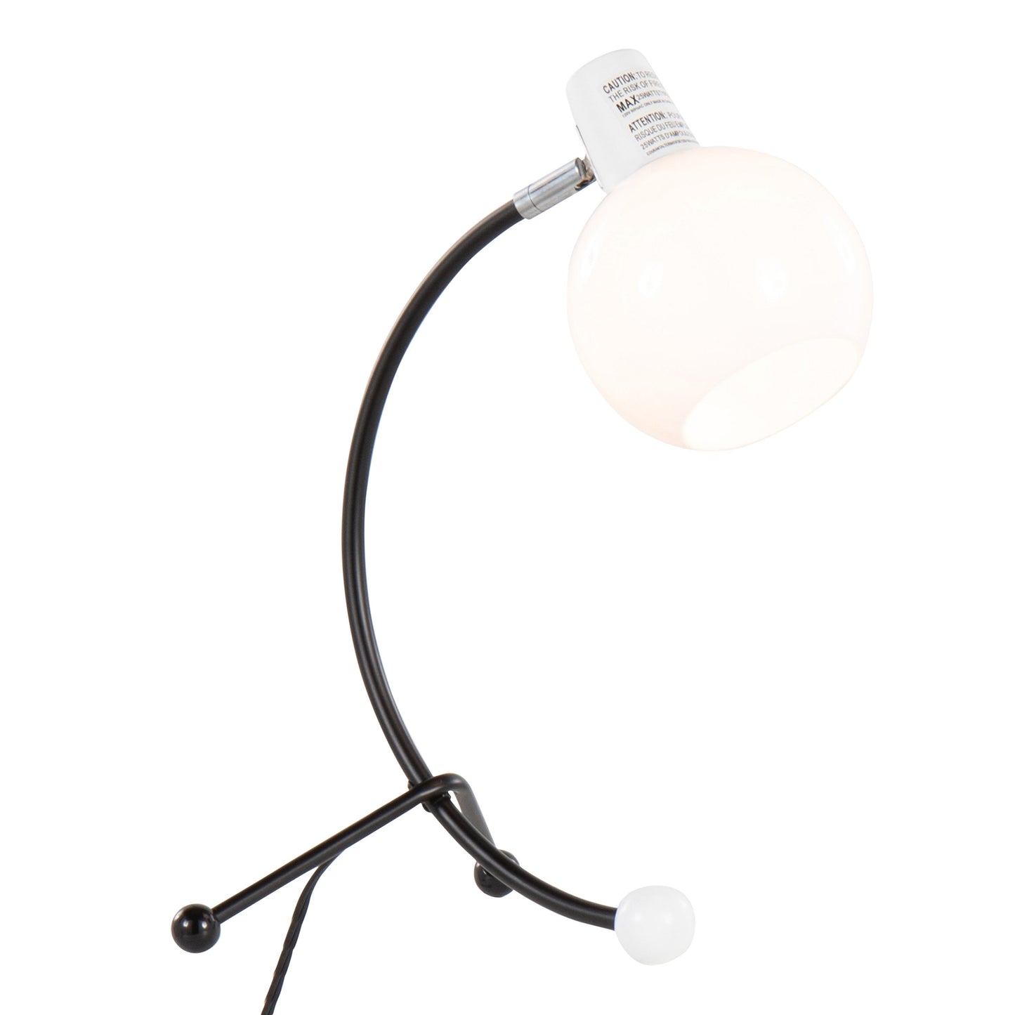 Eileen Contemporary Task Lamp in Black Metal and White Plastic Shade