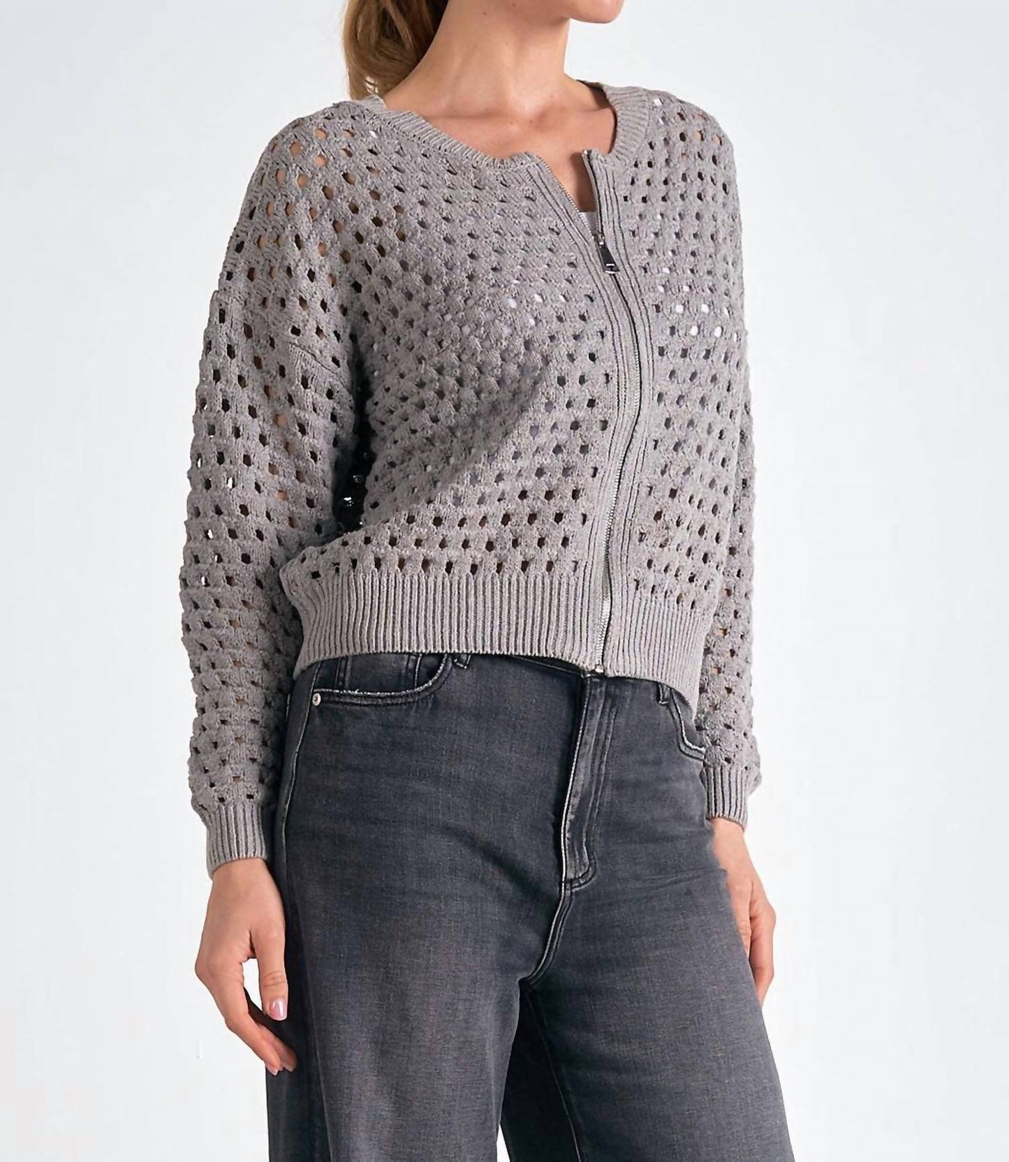 Elan - Candice Zip Cardigan Sweater