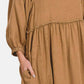 Zenana - Washed Linen Pleated Puff Sleeve Babydoll Dress