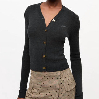 Ganni - Mini Cardigan Merino Canelado