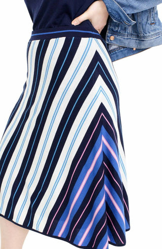 J.Crew - Saia midi em lã merino com listras diagonais