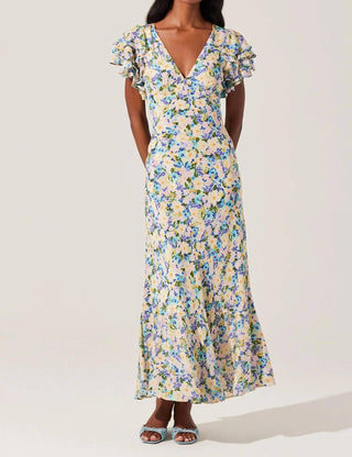Astr - Vestido Celestine Floral com Mangas Flutter