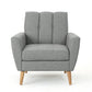 Fabric Channel Stitch Club Chair With Tufted Back - Gray