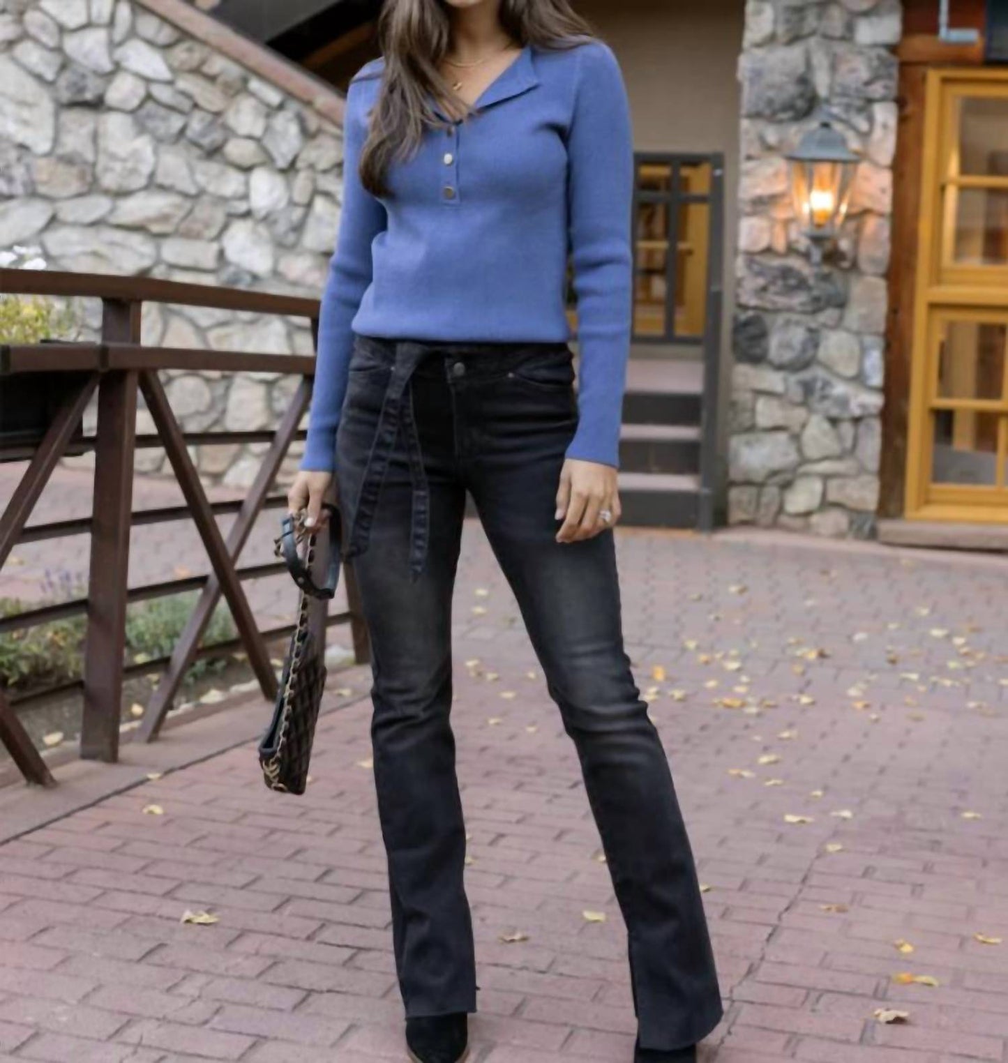 Grace & Lace - Ribbed Henley Sweater