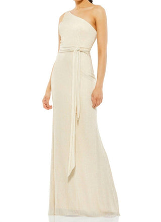 Ieena For Mac Duggal - Vestido assimétrico de um ombro só com cintura e nó