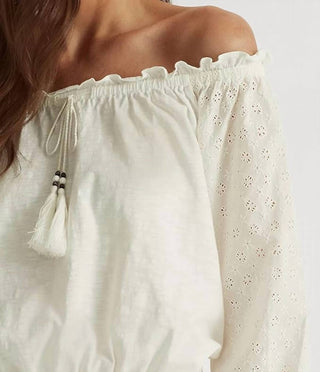 Ralph Lauren - Blusa ombro a ombro com manga bufante