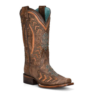 Corral - Botas de cowboy estilo western femininas com bordado e tachas e bico quadrado