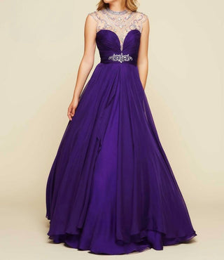 Mac Duggal - Vestido de baile com decote ilusão e strass