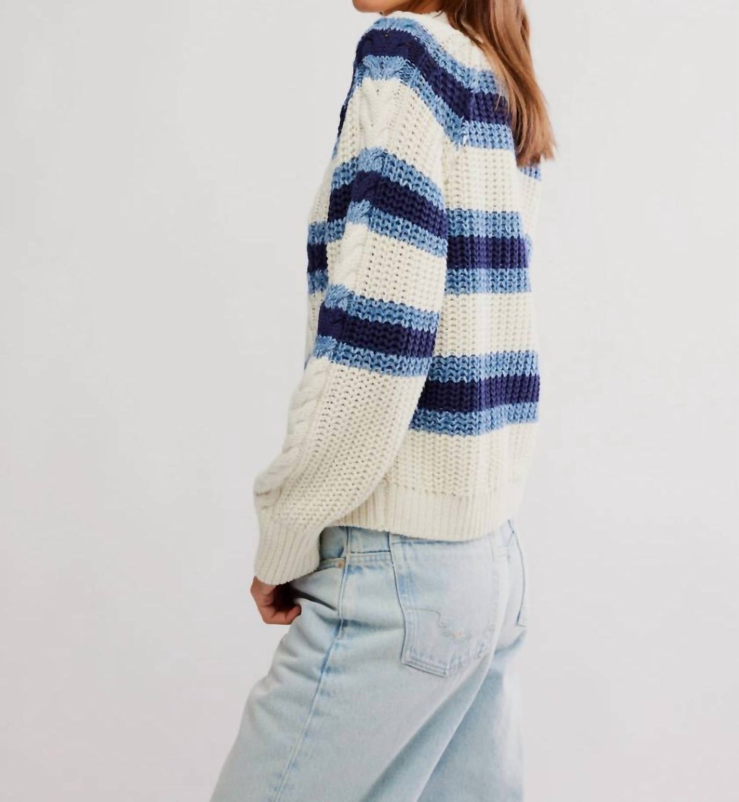Free People - Frankie Cable Striped Pullover