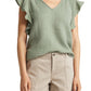 Caslon V Neck Ruffle Sleeve Top - Large