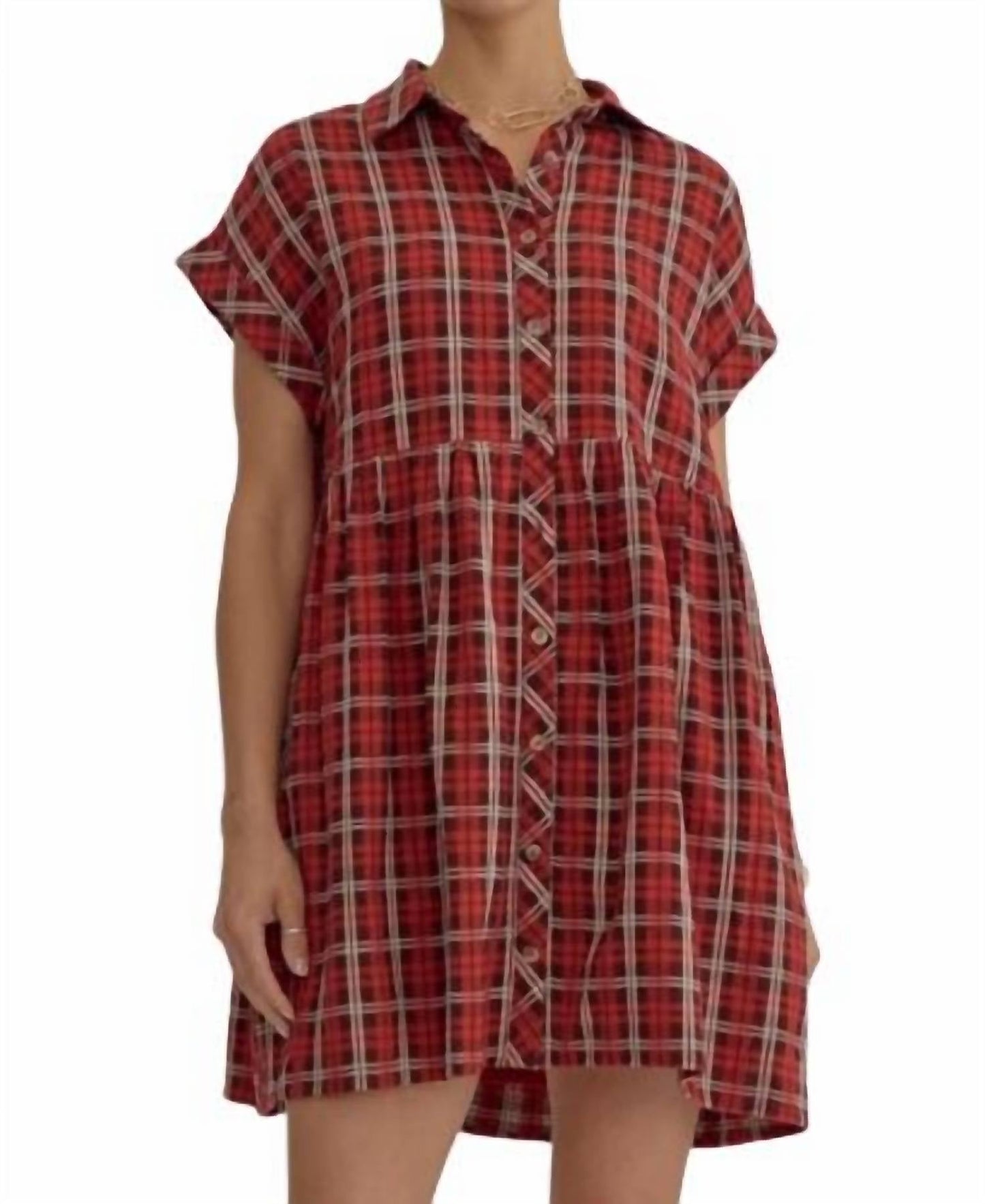 Entro - Plaid Button Down Mini Dress