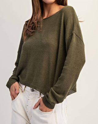 Ee:Some - Solid Boat Neck Dolman Sleeve Sweater