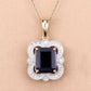 4.07 Carat Genuine Iolite and White Diamond 14K Yellow Gold Pendant