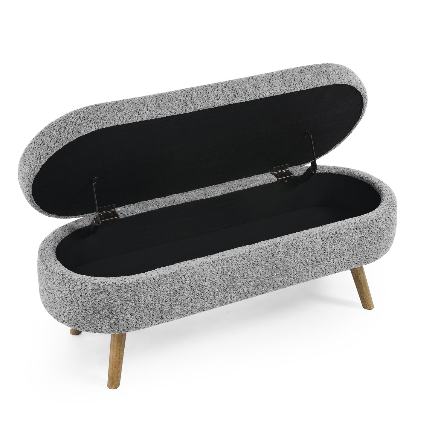 Ottoman Oval Storage Bench with Rubber Wood Legs