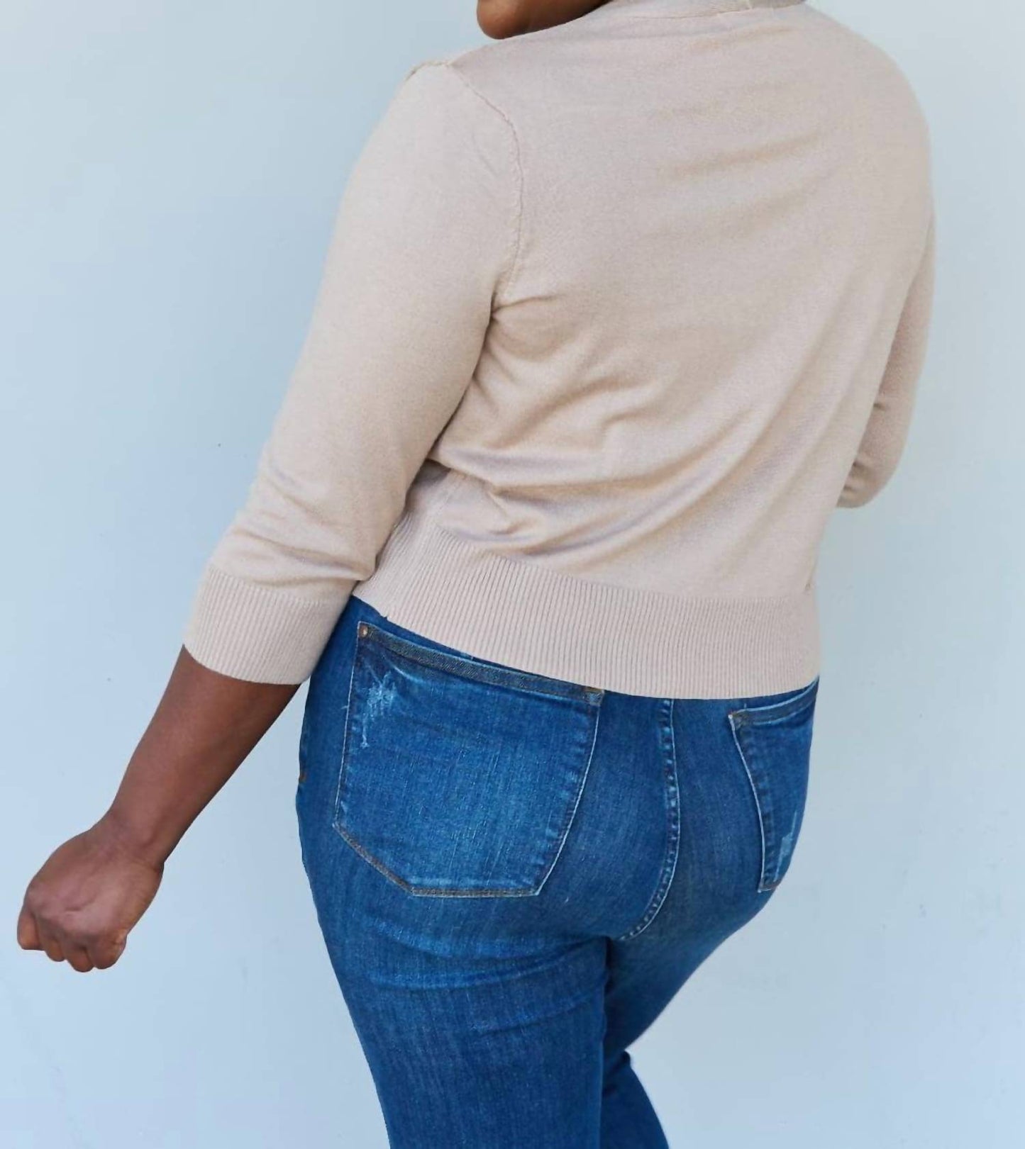 Doublju - Full Size 3/4 Sleeve Cropped Cardigan