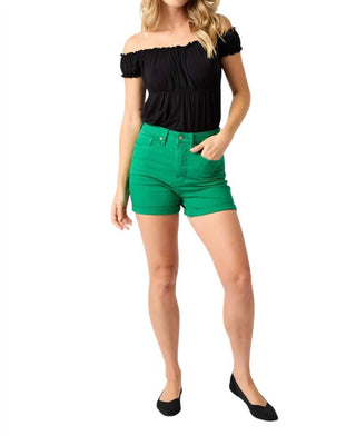 Judy Blue - Shorts jeans com controle de barriga e cintura alta