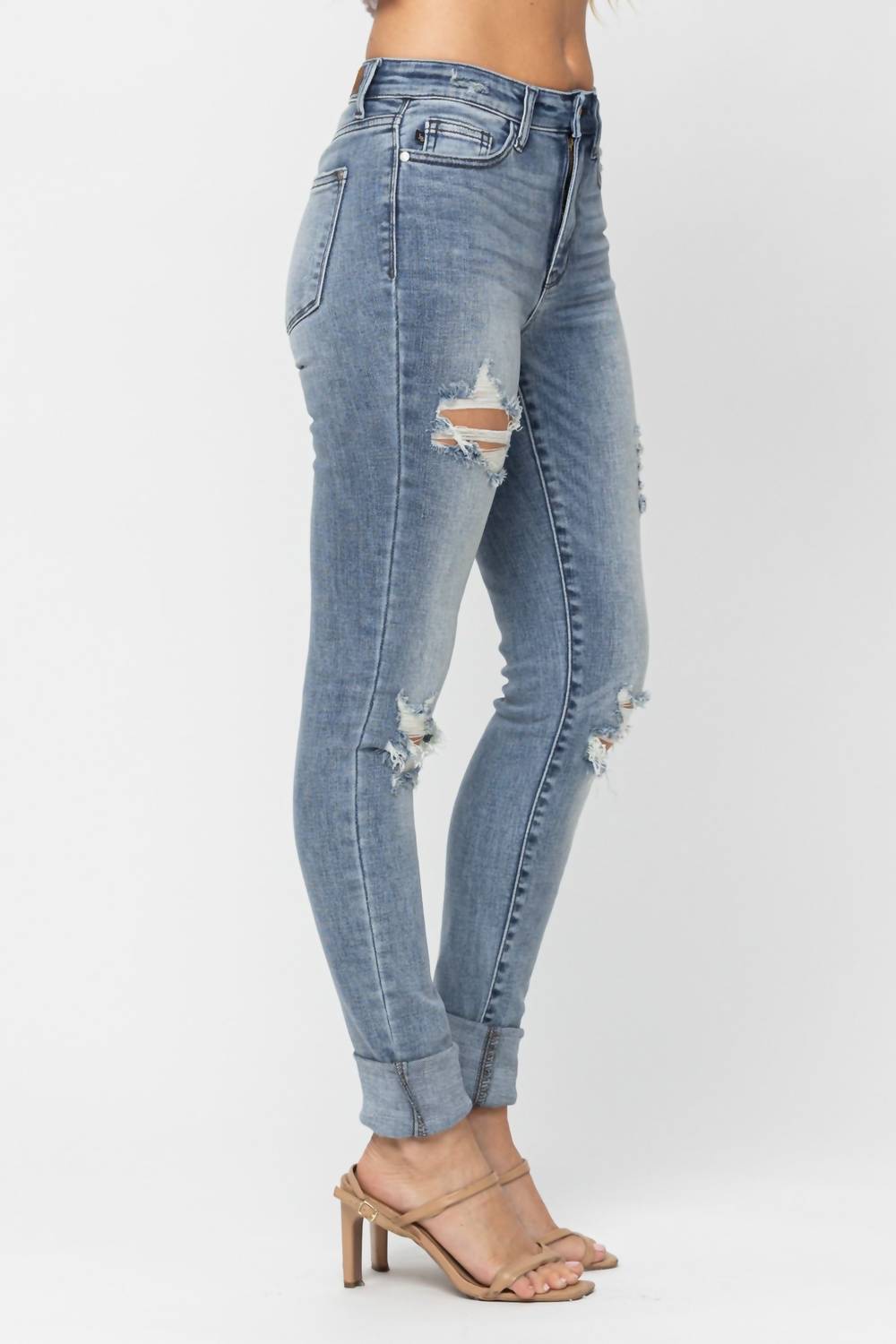 Judy Blue - High Waist Heavy Destroy Tall Skinny Denim Jeans
