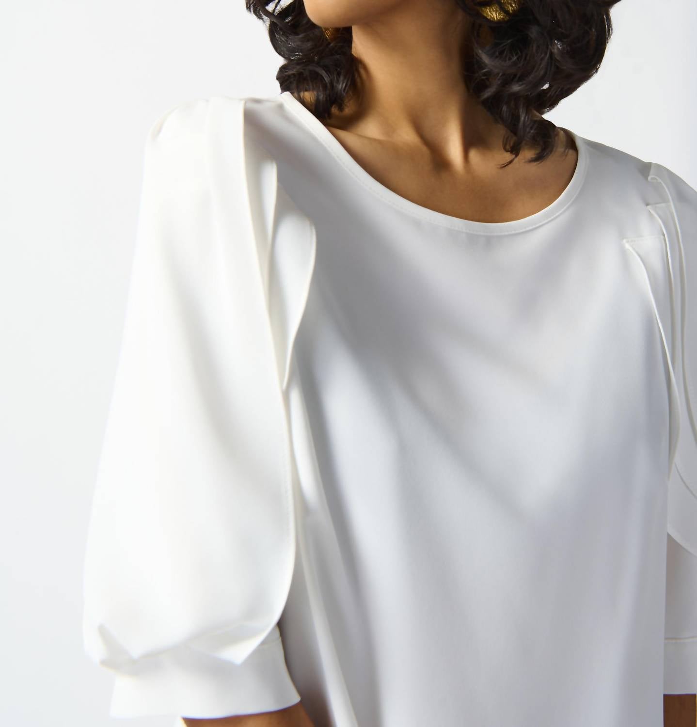 Joseph Ribkoff - Scoopneck Blouse With Pleated Sleeves