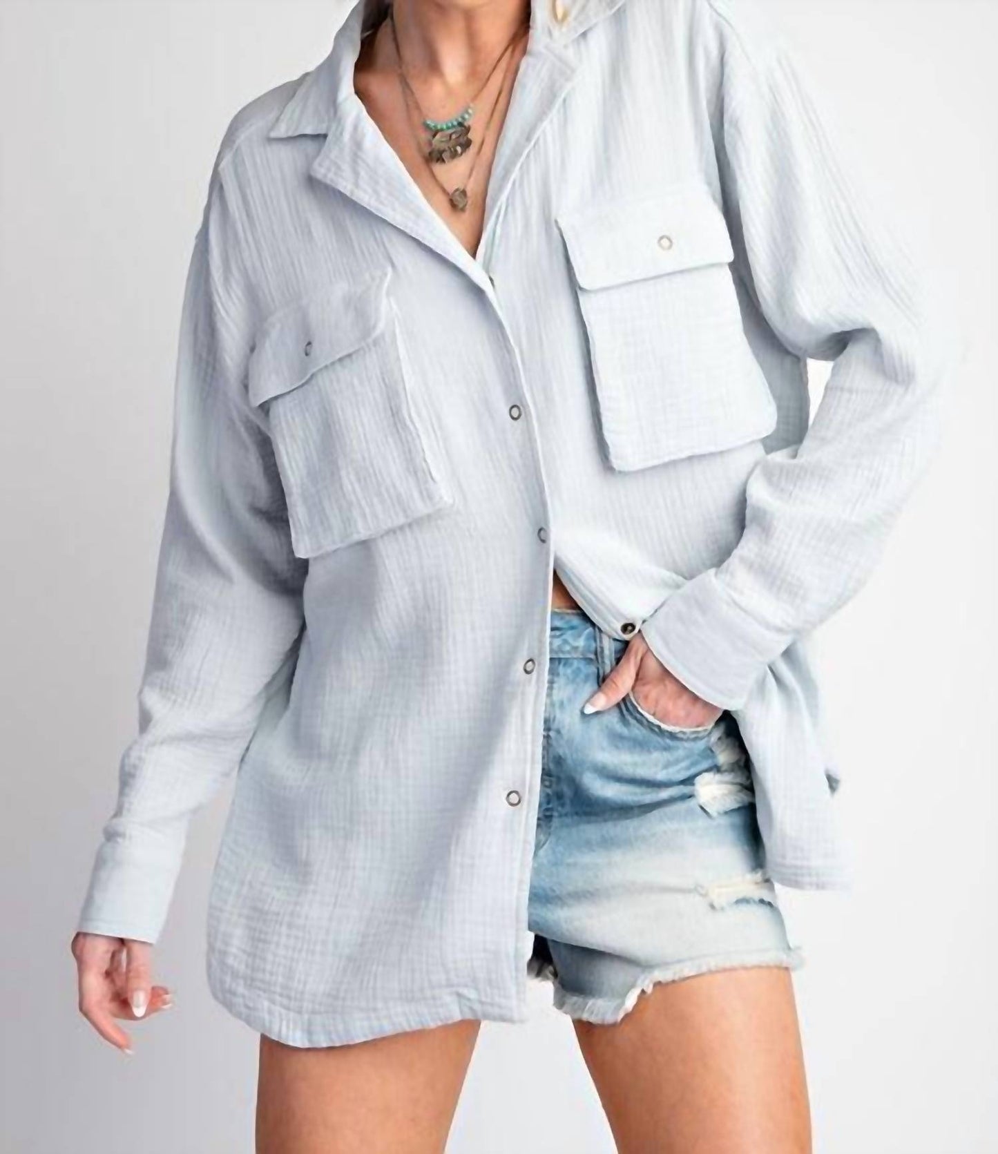 Easel - Easel Cotton Snap Cargo Shirt (plus Size)