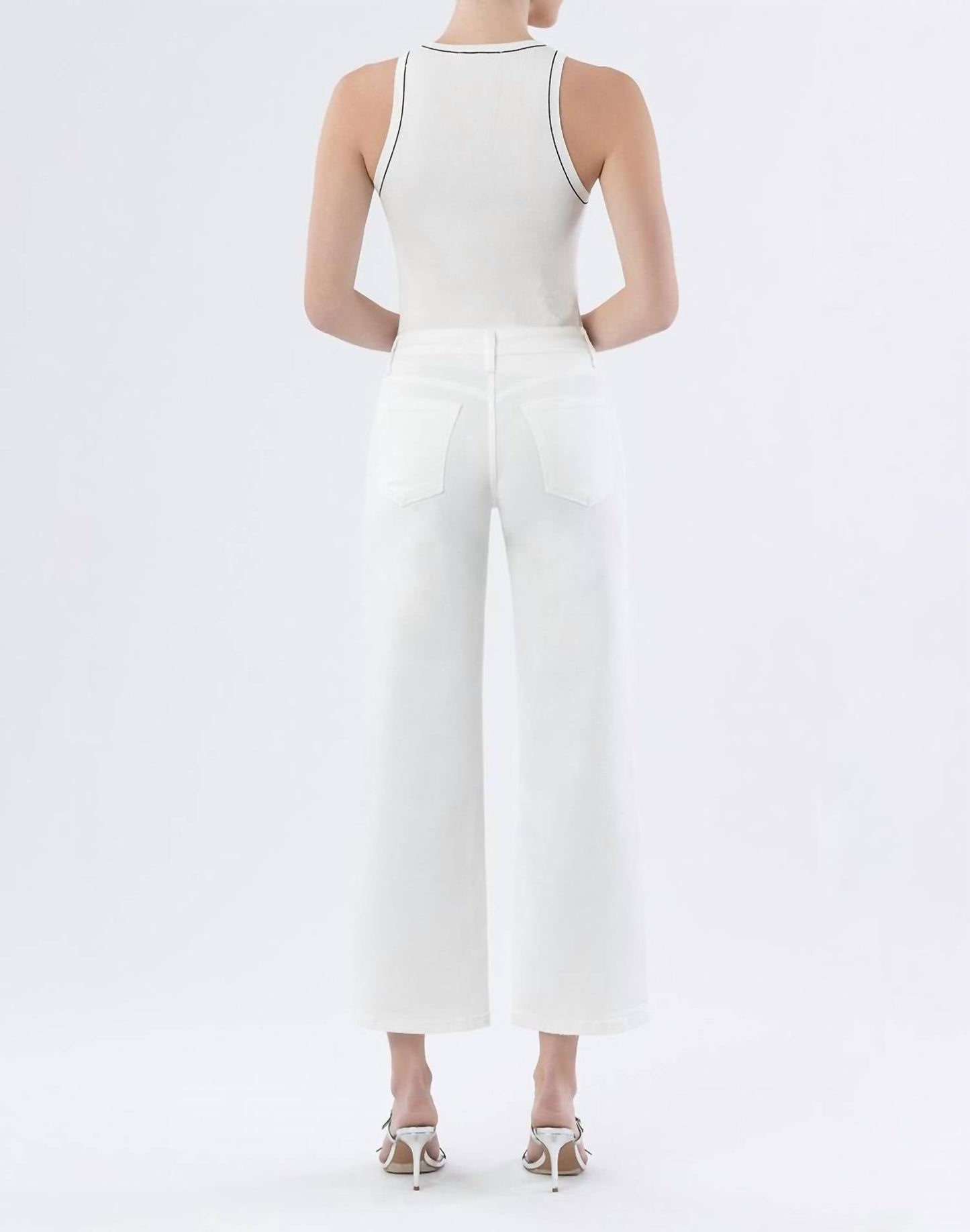 Vervet By Flying Monkey - white wide leg ankle denim
