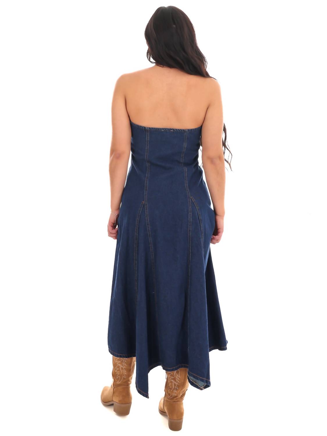 Le Lis - Chasing Joy Denim Tube Midi Dress