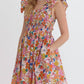 Entro - Vestido curto Blooming Beauty com detalhe de babados e corpete franzido
