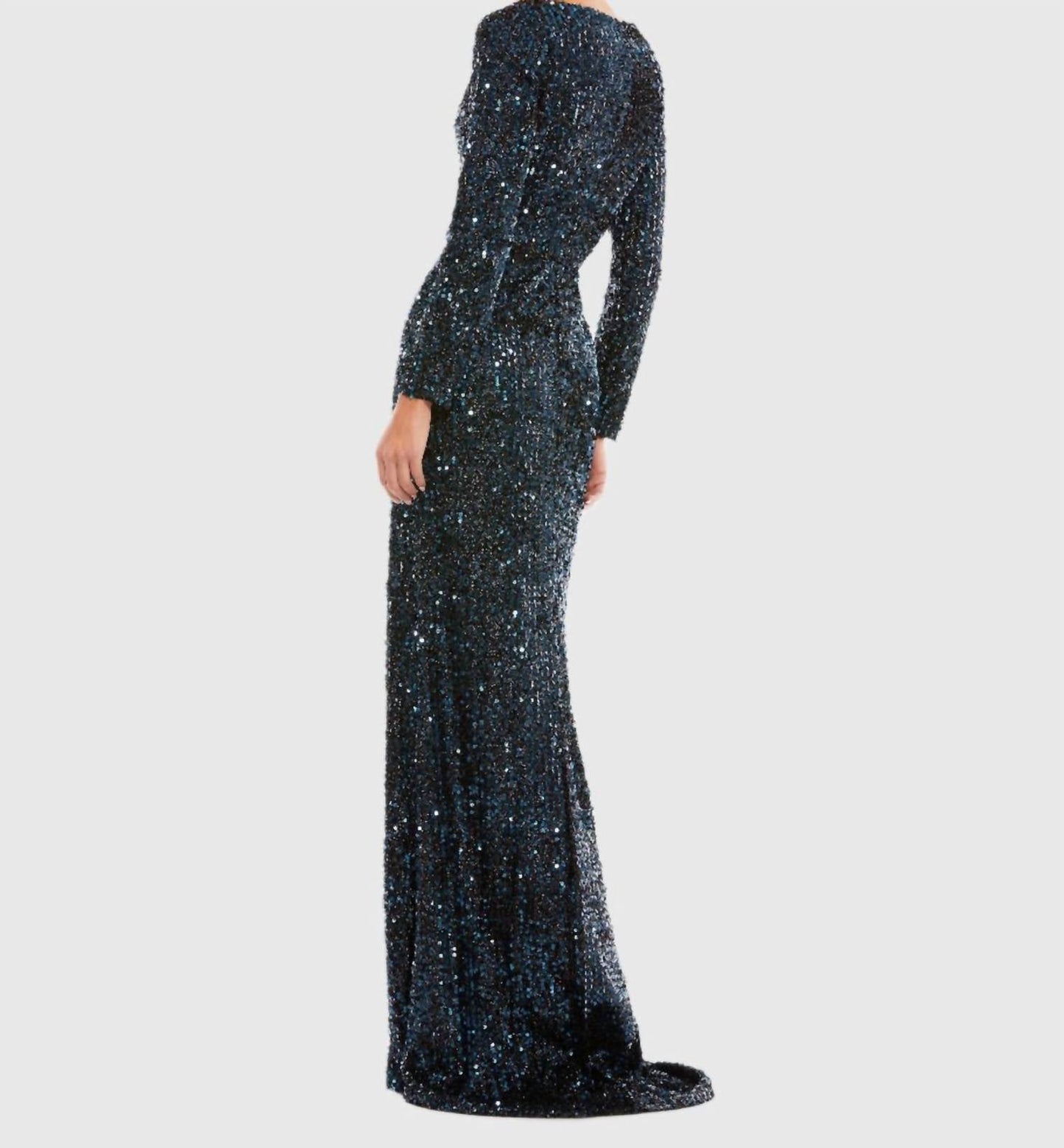 Ieena For Mac Duggal - Longsleeve Sequin Gown Midnight Blue Sz 10$398