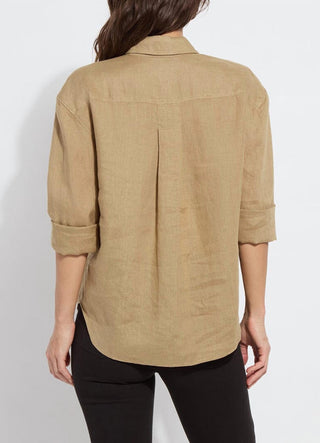 Camisa utilitária de linho Lysse - Roe Roll Tab