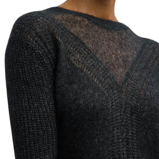 Autumn Cashmere - Shaker Cable Crew Sweater with Sheer Yoke