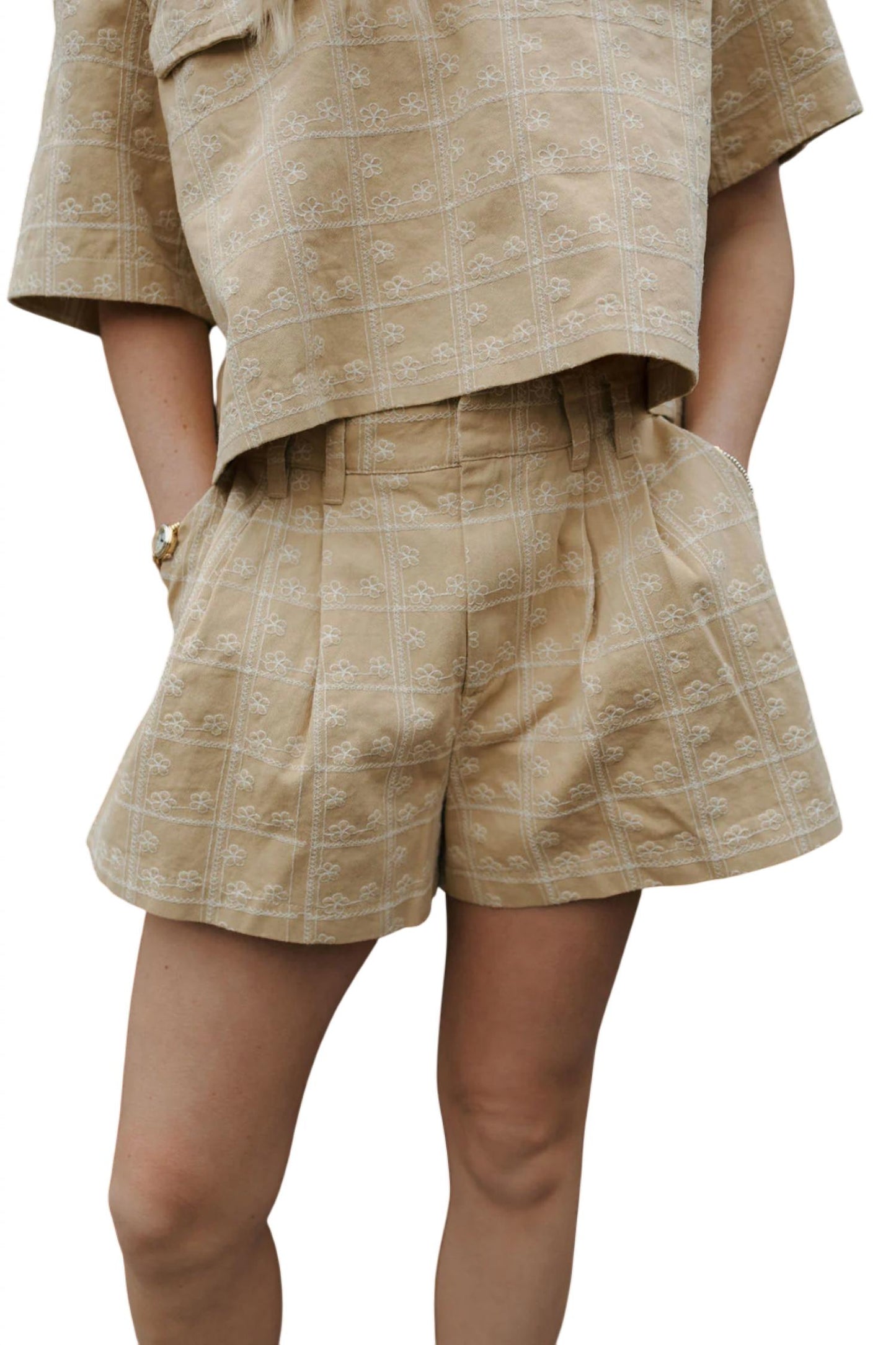 Mustard Seed - Embroidered Floral Shorts